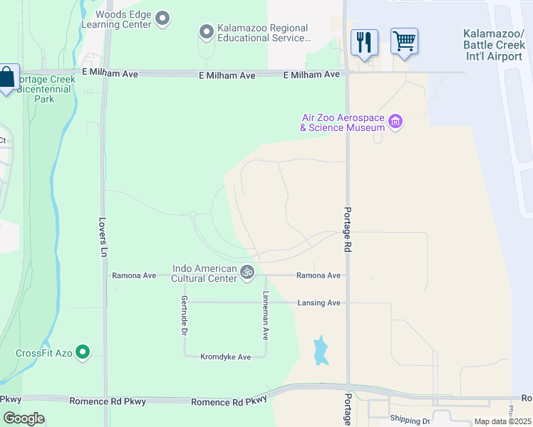 map of restaurants, bars, coffee shops, grocery stores, and more near 1941 Stryker Way in Portage