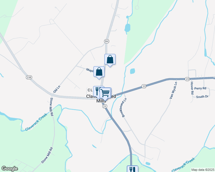 map of restaurants, bars, coffee shops, grocery stores, and more near 20 New York 9H in Hudson