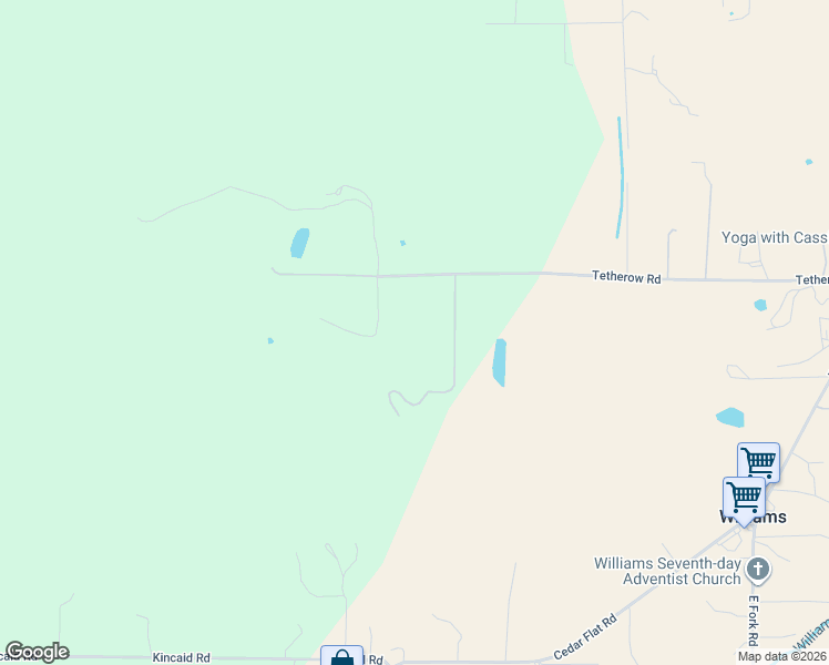 map of restaurants, bars, coffee shops, grocery stores, and more near 941 Tetherow Road in Williams