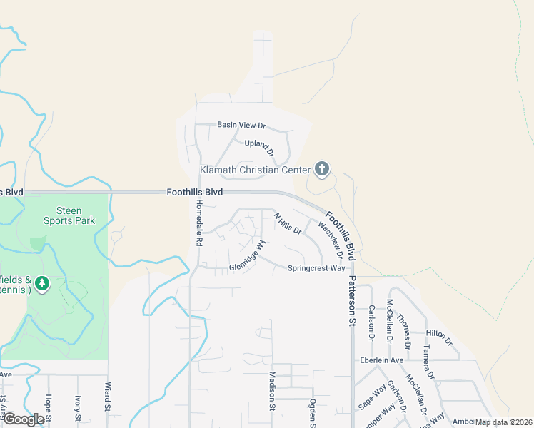 map of restaurants, bars, coffee shops, grocery stores, and more near 5710 North Hills Drive in Klamath Falls