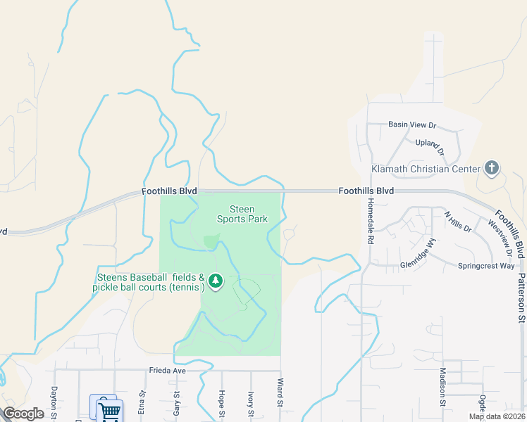map of restaurants, bars, coffee shops, grocery stores, and more near 4500 Foothills Boulevard in Klamath Falls
