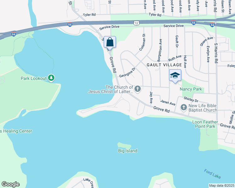 map of restaurants, bars, coffee shops, grocery stores, and more near 876 South Grove Road in Ypsilanti