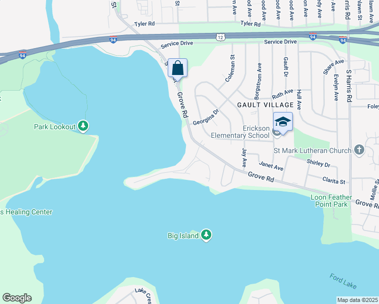 map of restaurants, bars, coffee shops, grocery stores, and more near 876 South Grove Road in Ypsilanti