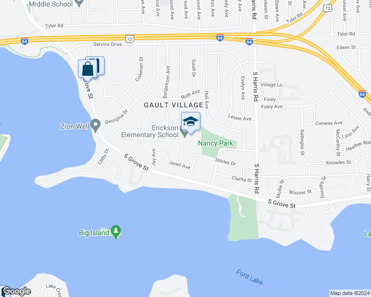 map of restaurants, bars, coffee shops, grocery stores, and more near 1511 Levona Street in Ypsilanti