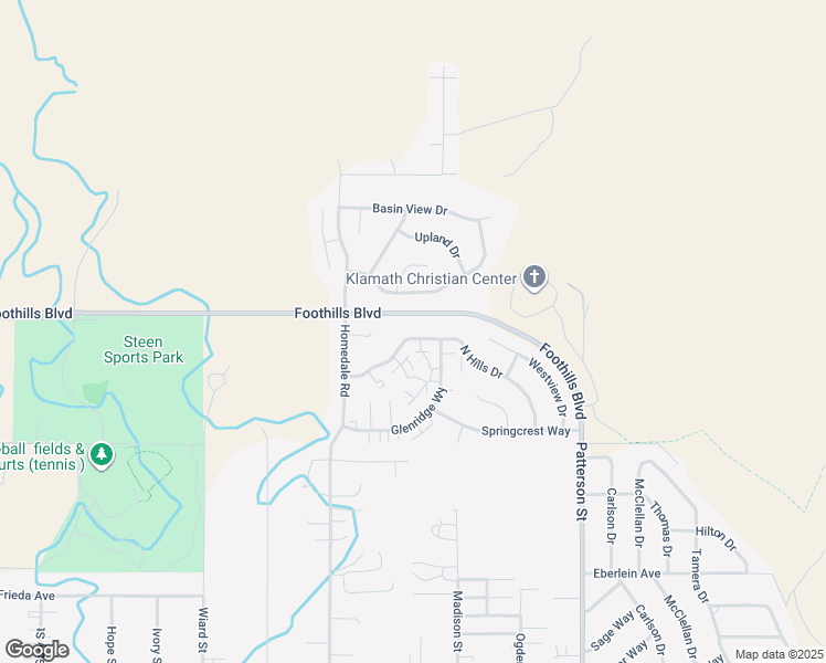 map of restaurants, bars, coffee shops, grocery stores, and more near 5615 North Hills Drive in Klamath Falls