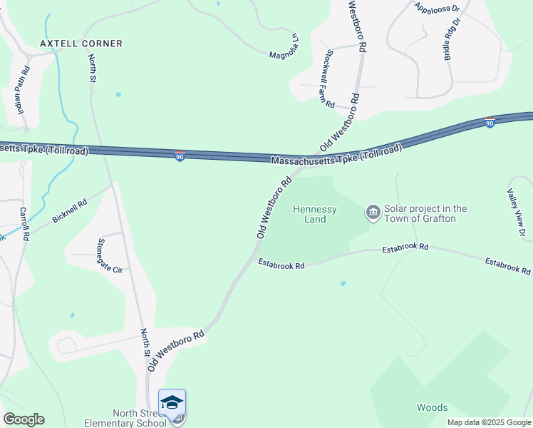map of restaurants, bars, coffee shops, grocery stores, and more near 62 Old Westboro Road in Grafton