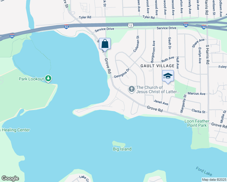 map of restaurants, bars, coffee shops, grocery stores, and more near 876 South Grove Road in Ypsilanti