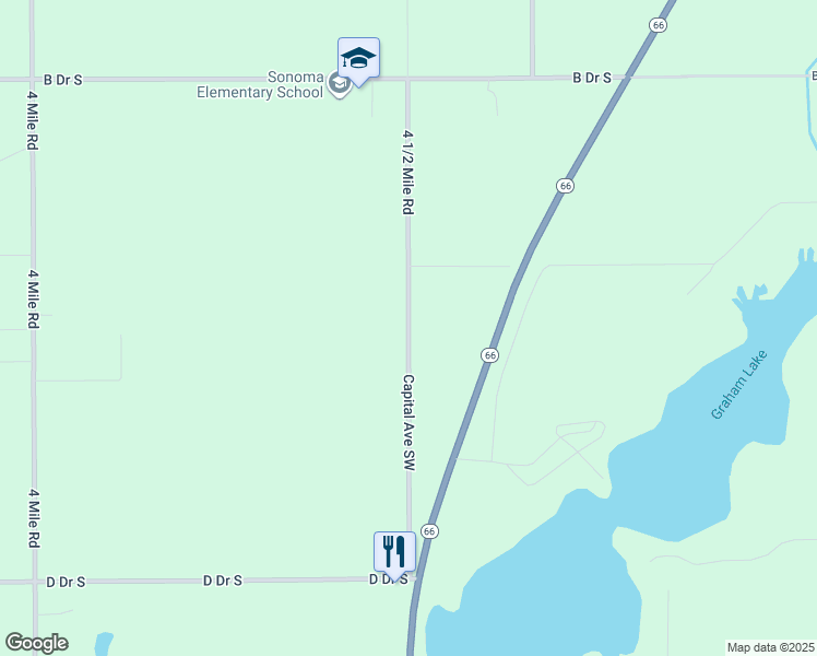 map of restaurants, bars, coffee shops, grocery stores, and more near 5201 Capital Avenue Southwest in Battle Creek