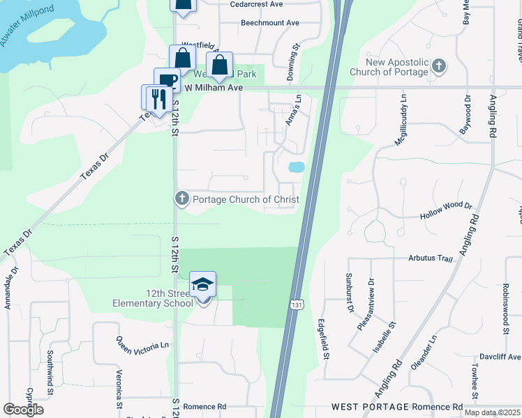 map of restaurants, bars, coffee shops, grocery stores, and more near 4414 Monterey Pine Avenue in Portage