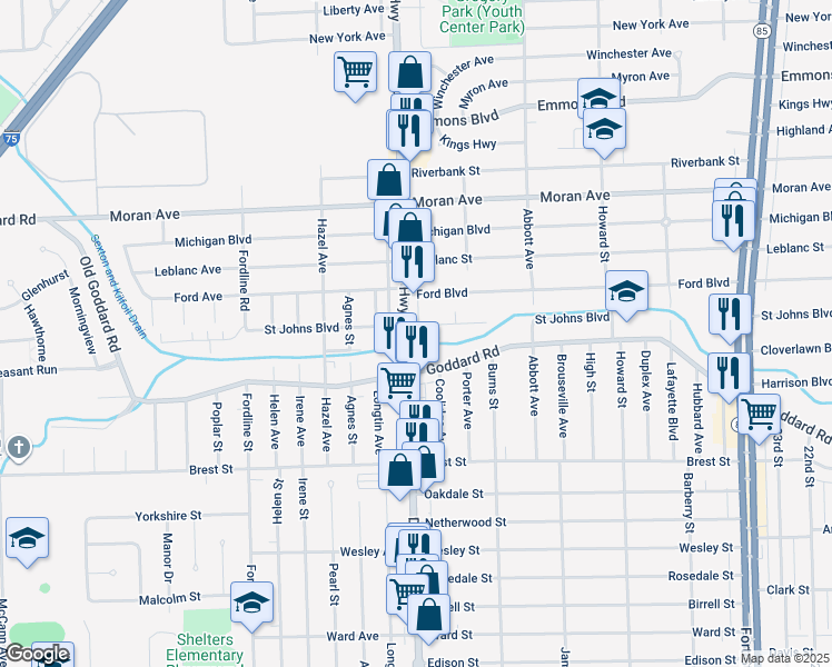 map of restaurants, bars, coffee shops, grocery stores, and more near in Lincoln Park