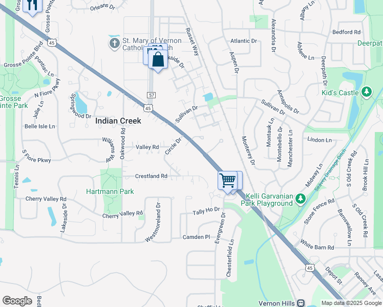 map of restaurants, bars, coffee shops, grocery stores, and more near 230 U.S. 45 in Indian Creek