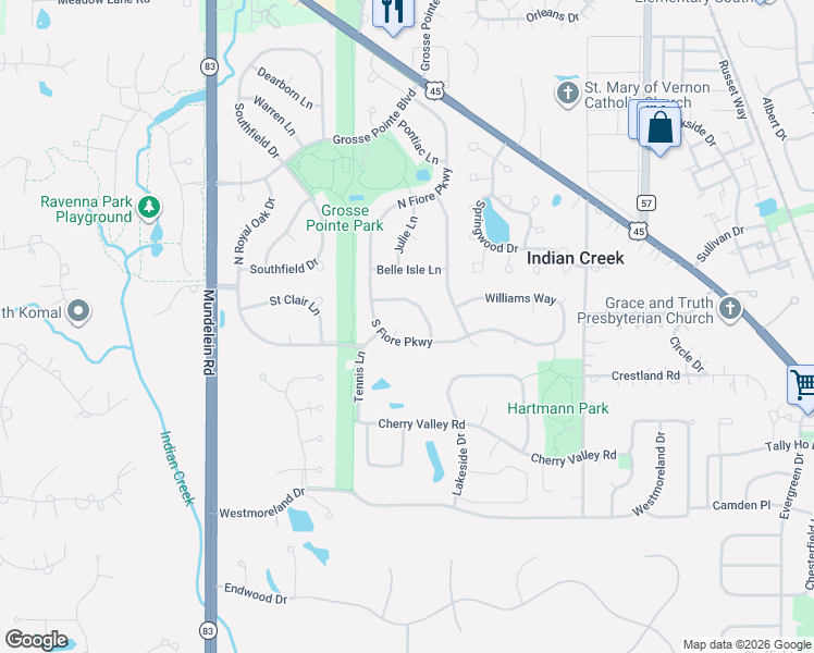 map of restaurants, bars, coffee shops, grocery stores, and more near 68 Shelby Court in Vernon Hills