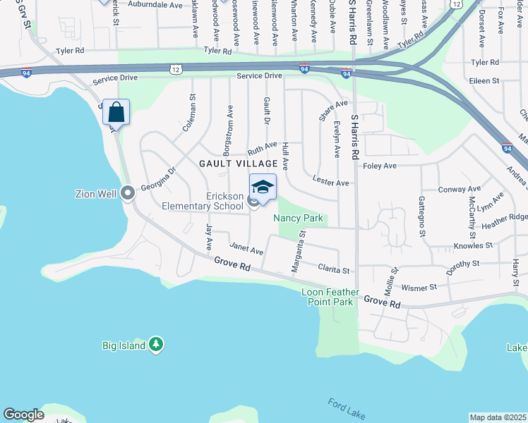 map of restaurants, bars, coffee shops, grocery stores, and more near 1427 Levona Street in Ypsilanti
