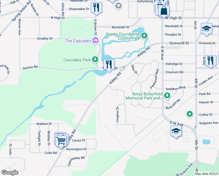 map of restaurants, bars, coffee shops, grocery stores, and more near 1995 Kibby Road in Jackson
