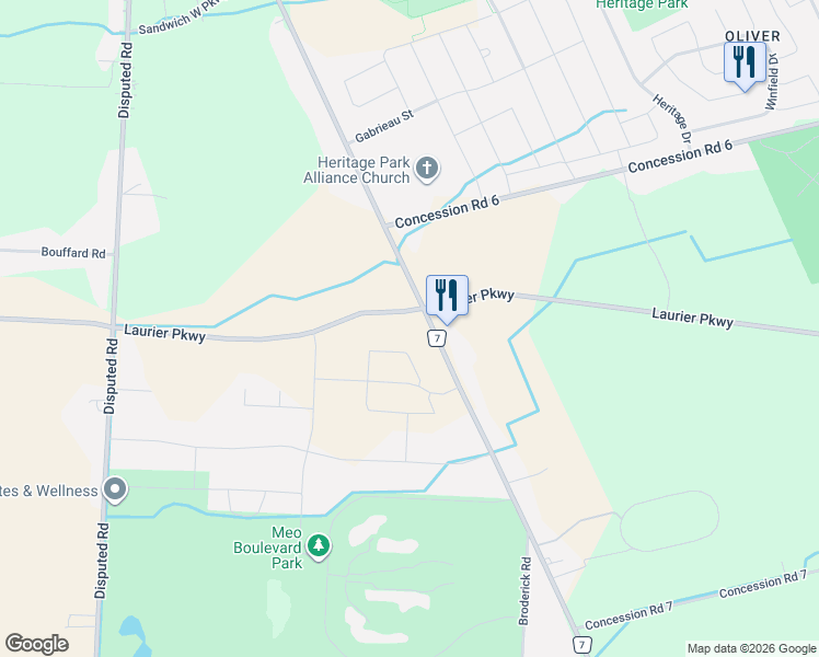 map of restaurants, bars, coffee shops, grocery stores, and more near 4300 Laurier Parkway in LaSalle
