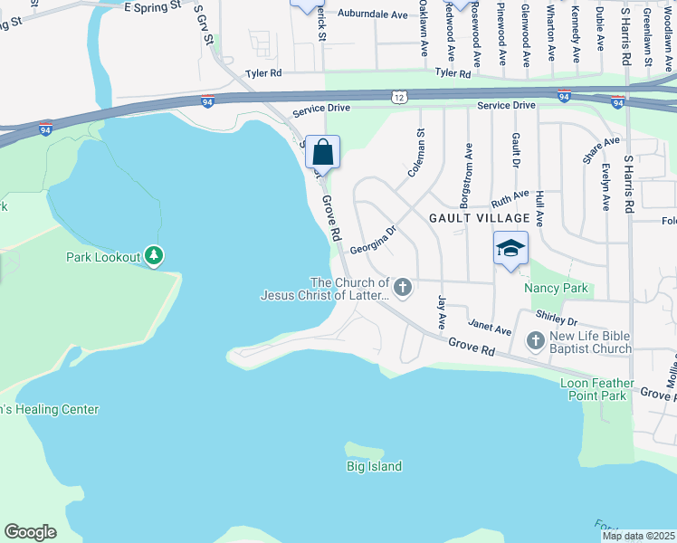 map of restaurants, bars, coffee shops, grocery stores, and more near 876 South Grove Road in Ypsilanti