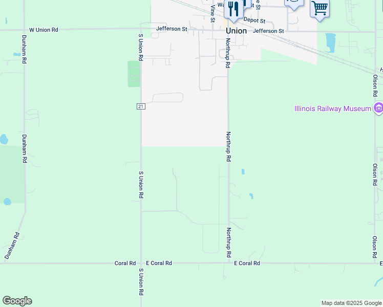 map of restaurants, bars, coffee shops, grocery stores, and more near 6821 Main Street in Union