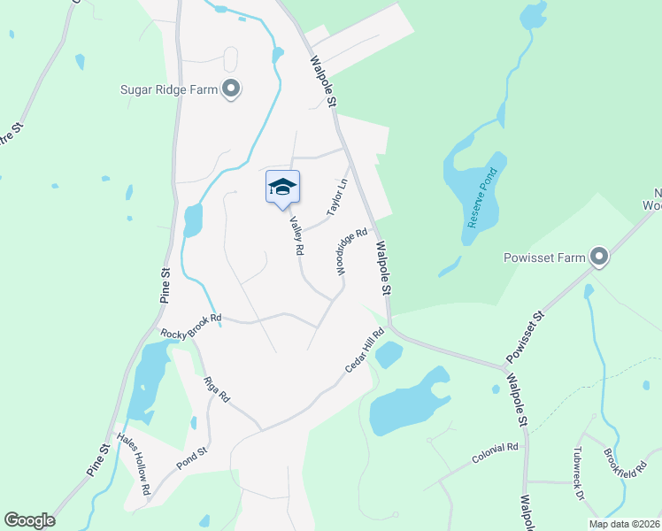 map of restaurants, bars, coffee shops, grocery stores, and more near 15 Woodridge Road in Dover