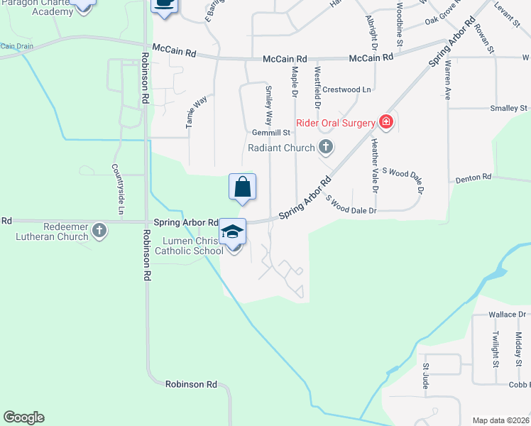 map of restaurants, bars, coffee shops, grocery stores, and more near 2405 Smiley Way in Jackson