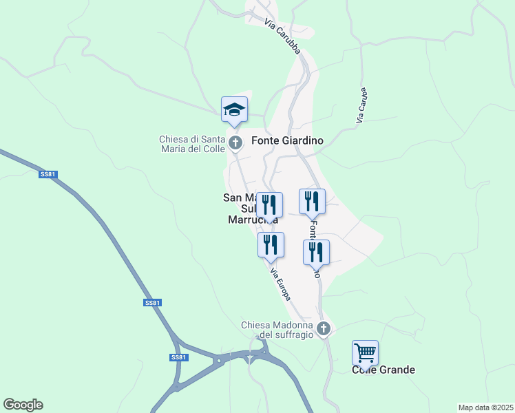 map of restaurants, bars, coffee shops, grocery stores, and more near 206 Via Porta da Capo in San Martino Sulla Marrucina
