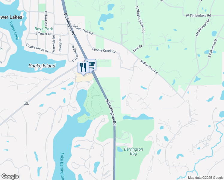 map of restaurants, bars, coffee shops, grocery stores, and more near 24959 Illinois Route 59 in Barrington