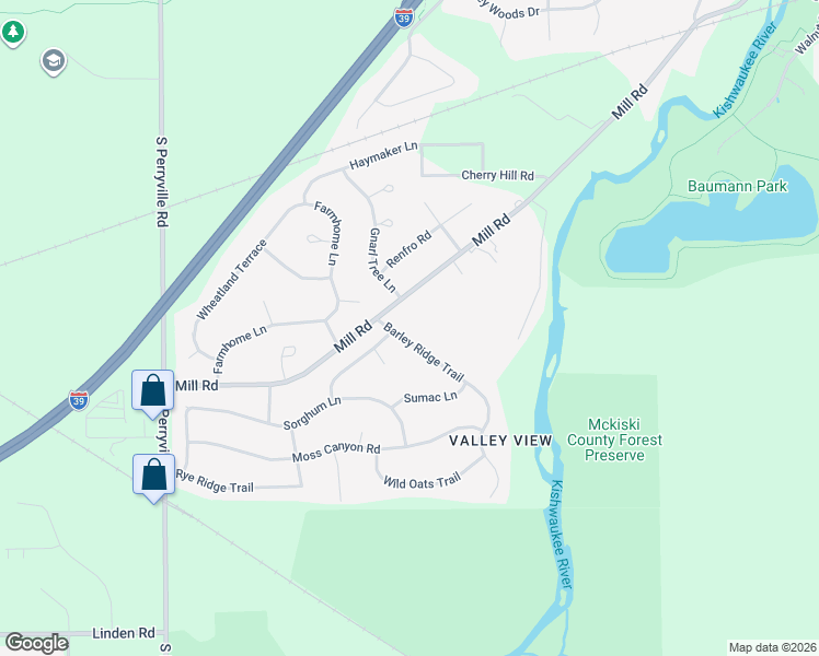 map of restaurants, bars, coffee shops, grocery stores, and more near 3820 Mill Road in Cherry Valley