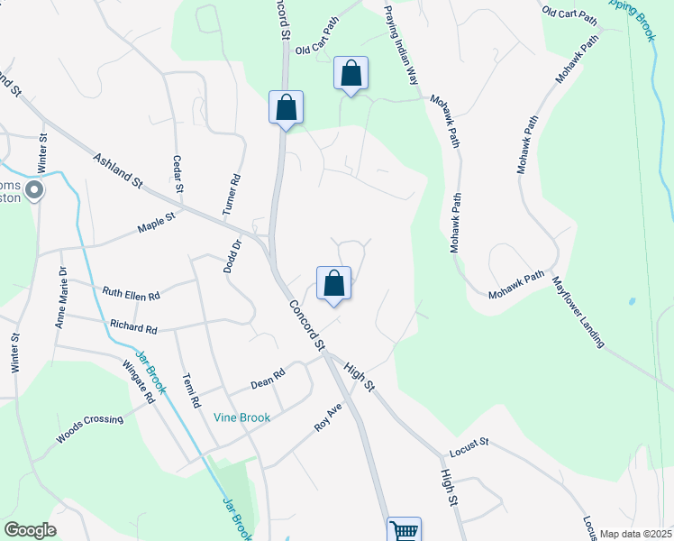 map of restaurants, bars, coffee shops, grocery stores, and more near 119 Brooksmont Drive in Holliston