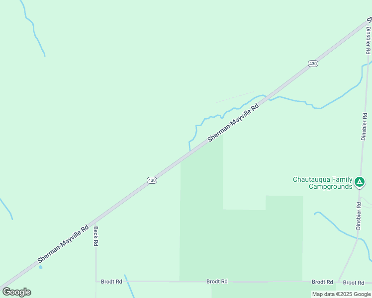 map of restaurants, bars, coffee shops, grocery stores, and more near 5107 Sherman-Mayville Road in Sherman