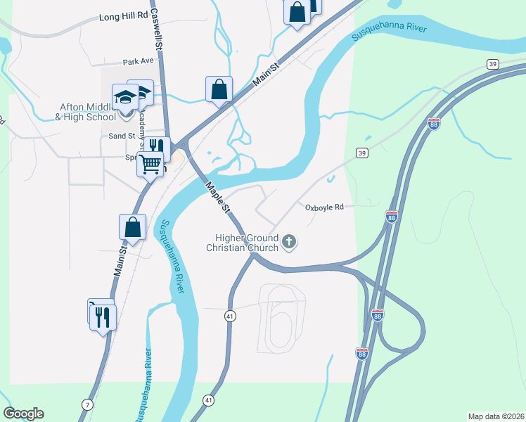 map of restaurants, bars, coffee shops, grocery stores, and more near 12 Sunset Avenue in Afton