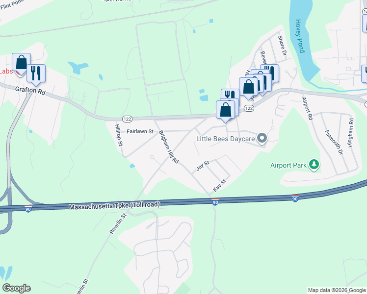 map of restaurants, bars, coffee shops, grocery stores, and more near 21 Deernolm Street in Grafton