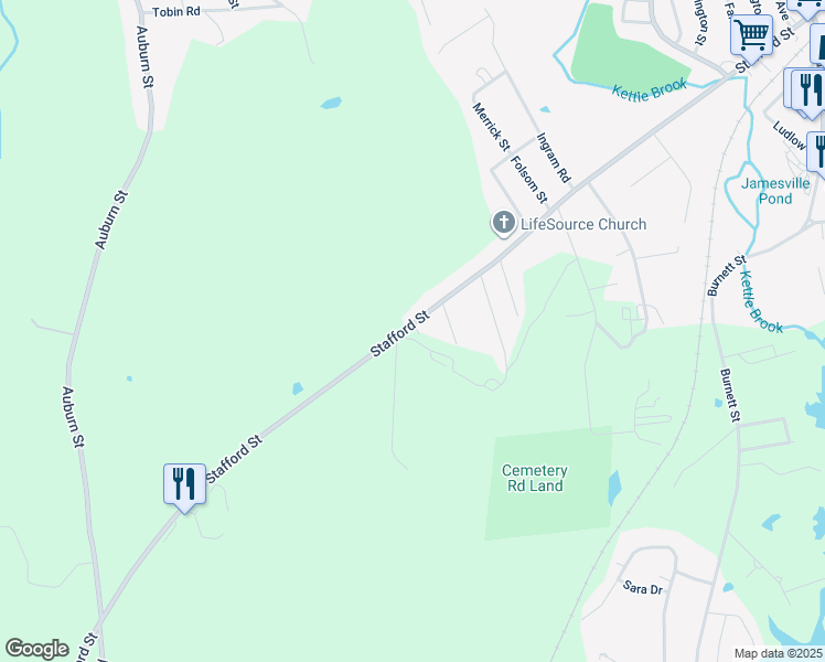 map of restaurants, bars, coffee shops, grocery stores, and more near 408 Stafford Street in Leicester
