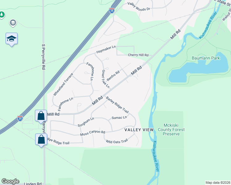 map of restaurants, bars, coffee shops, grocery stores, and more near 3820 Mill Road in Cherry Valley