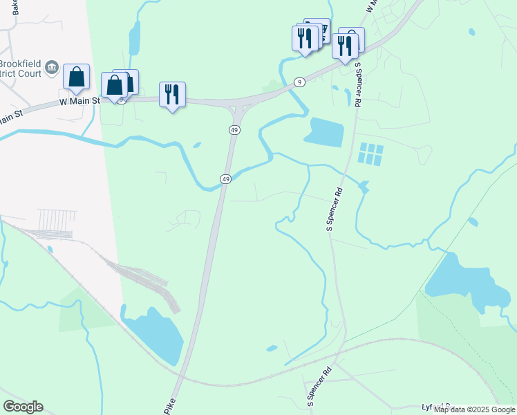 map of restaurants, bars, coffee shops, grocery stores, and more near 23 Condon Drive in Spencer