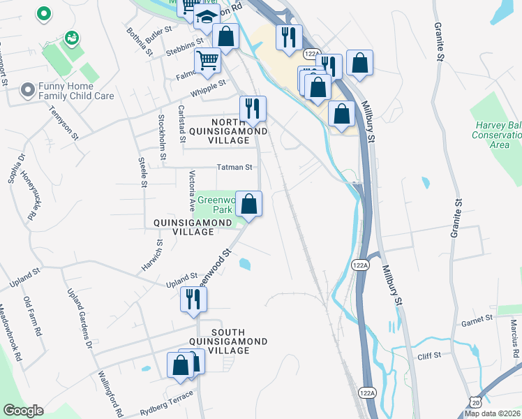 map of restaurants, bars, coffee shops, grocery stores, and more near 137 Greenwood Street in Worcester