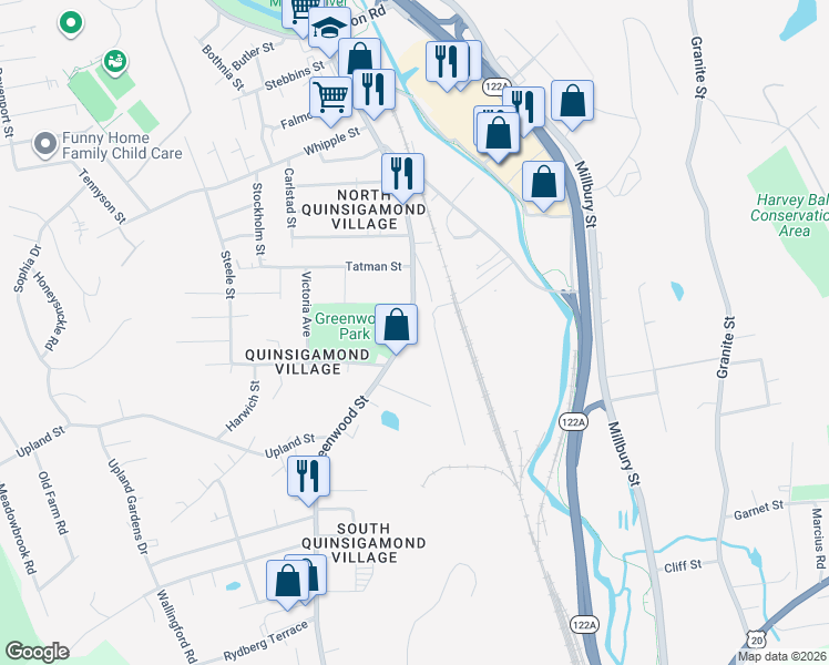 map of restaurants, bars, coffee shops, grocery stores, and more near 137 Greenwood Street in Worcester