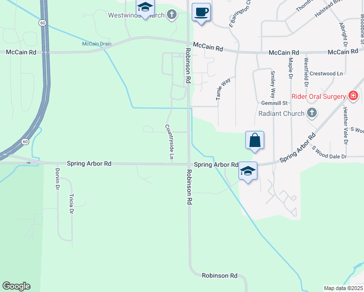 map of restaurants, bars, coffee shops, grocery stores, and more near 2979 Countryside Lane in Jackson