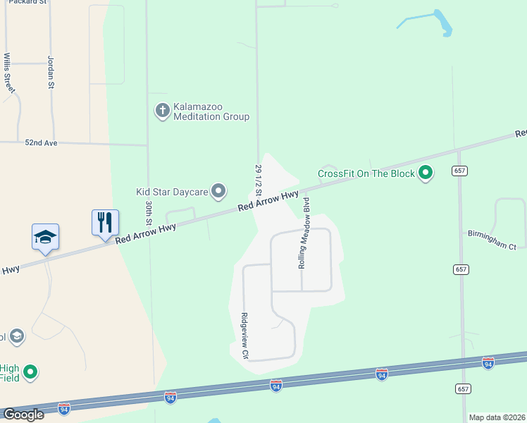 map of restaurants, bars, coffee shops, grocery stores, and more near 29231 Red Arrow Highway in Paw Paw