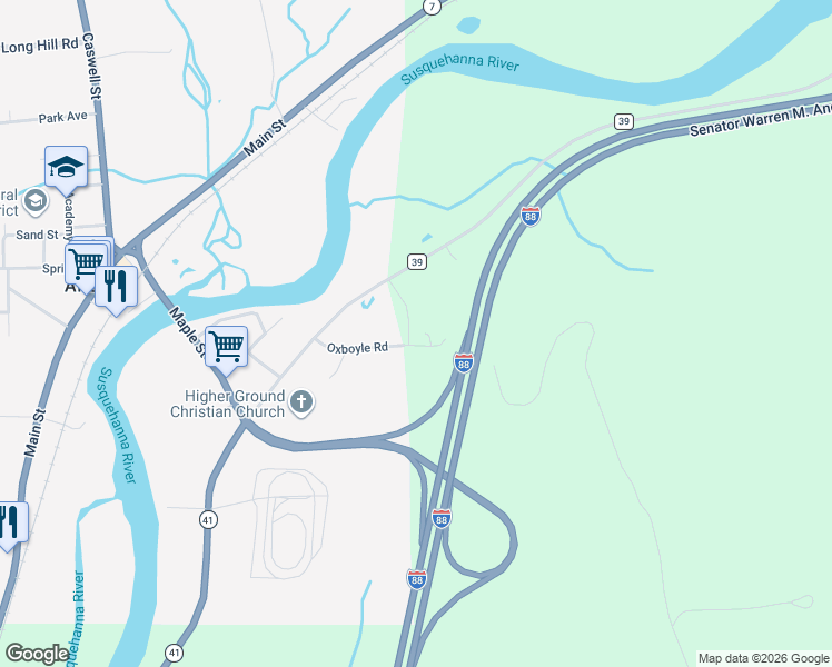 map of restaurants, bars, coffee shops, grocery stores, and more near 154 Winding Way in Afton