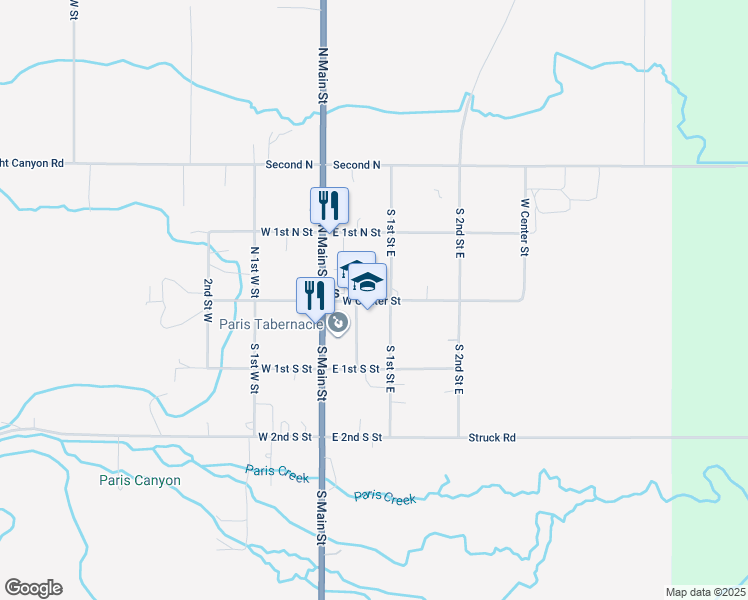 map of restaurants, bars, coffee shops, grocery stores, and more near West Center Street in Paris