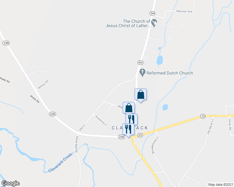 map of restaurants, bars, coffee shops, grocery stores, and more near 82 Old Lane in Claverack