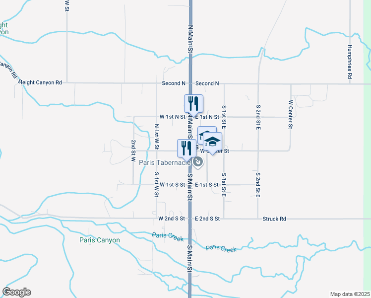 map of restaurants, bars, coffee shops, grocery stores, and more near 39 W Center St in Paris
