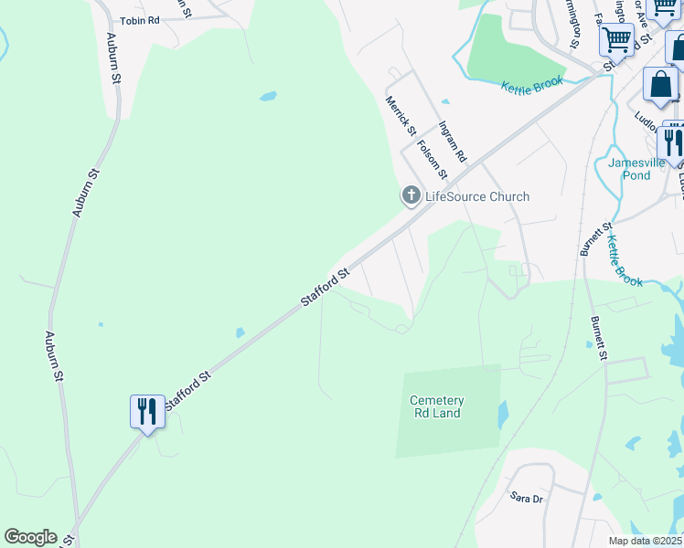 map of restaurants, bars, coffee shops, grocery stores, and more near 408 Stafford Street in Leicester