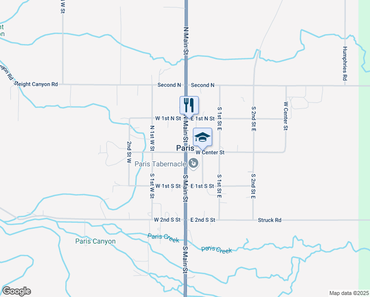 map of restaurants, bars, coffee shops, grocery stores, and more near Highway 89 in Paris