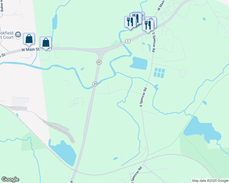 map of restaurants, bars, coffee shops, grocery stores, and more near 23 Condon Drive in Spencer