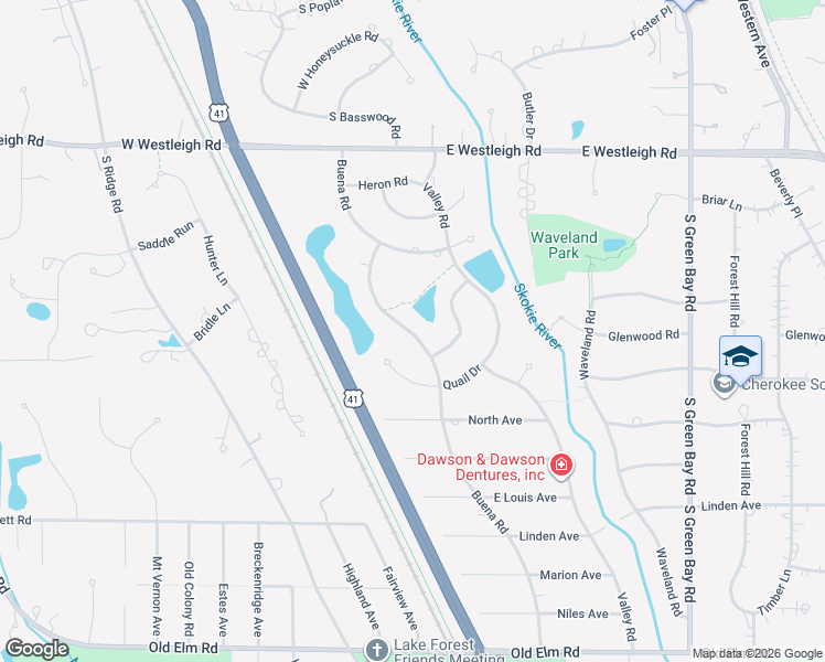 map of restaurants, bars, coffee shops, grocery stores, and more near 50 Barnswallow Lane in Lake Forest