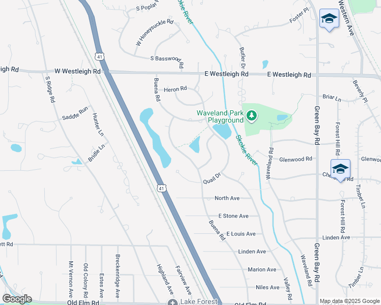map of restaurants, bars, coffee shops, grocery stores, and more near 50 Barnswallow Lane in Lake Forest