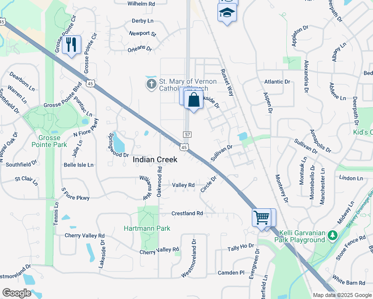 map of restaurants, bars, coffee shops, grocery stores, and more near 4 Butterfield Road in Vernon Hills