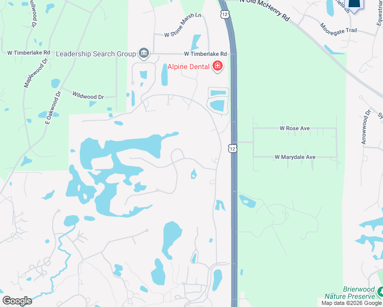 map of restaurants, bars, coffee shops, grocery stores, and more near 12 Riderwood Road in North Barrington