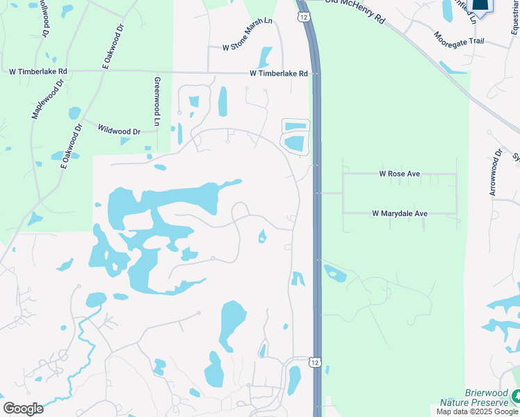 map of restaurants, bars, coffee shops, grocery stores, and more near 12 Riderwood Road in North Barrington