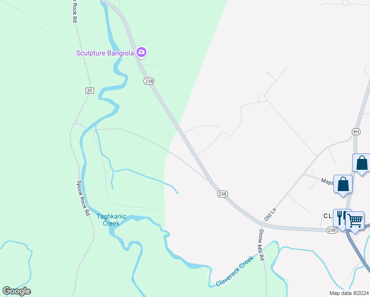 map of restaurants, bars, coffee shops, grocery stores, and more near 438 Highway 23B in Claverack